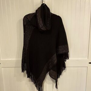 ABSOLUTELY beautiful black poncho with fringe OS
